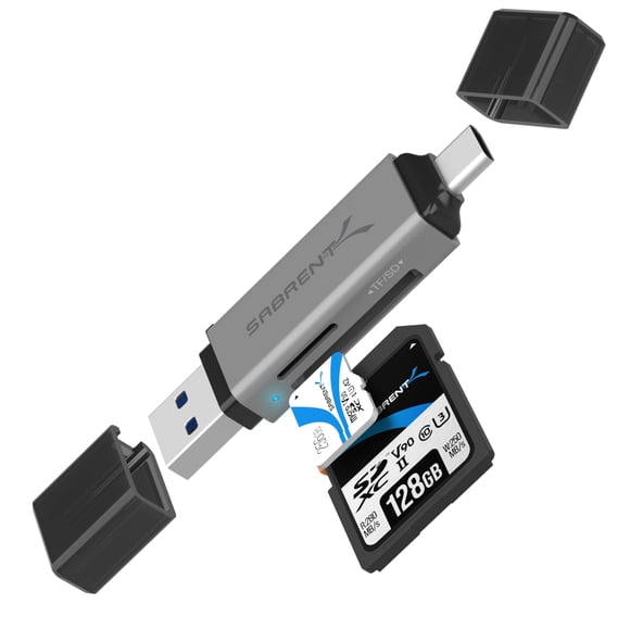 Lector de tarjetas SD SABRENT CR-BCA2 USB-C y USB-A de doble ranura