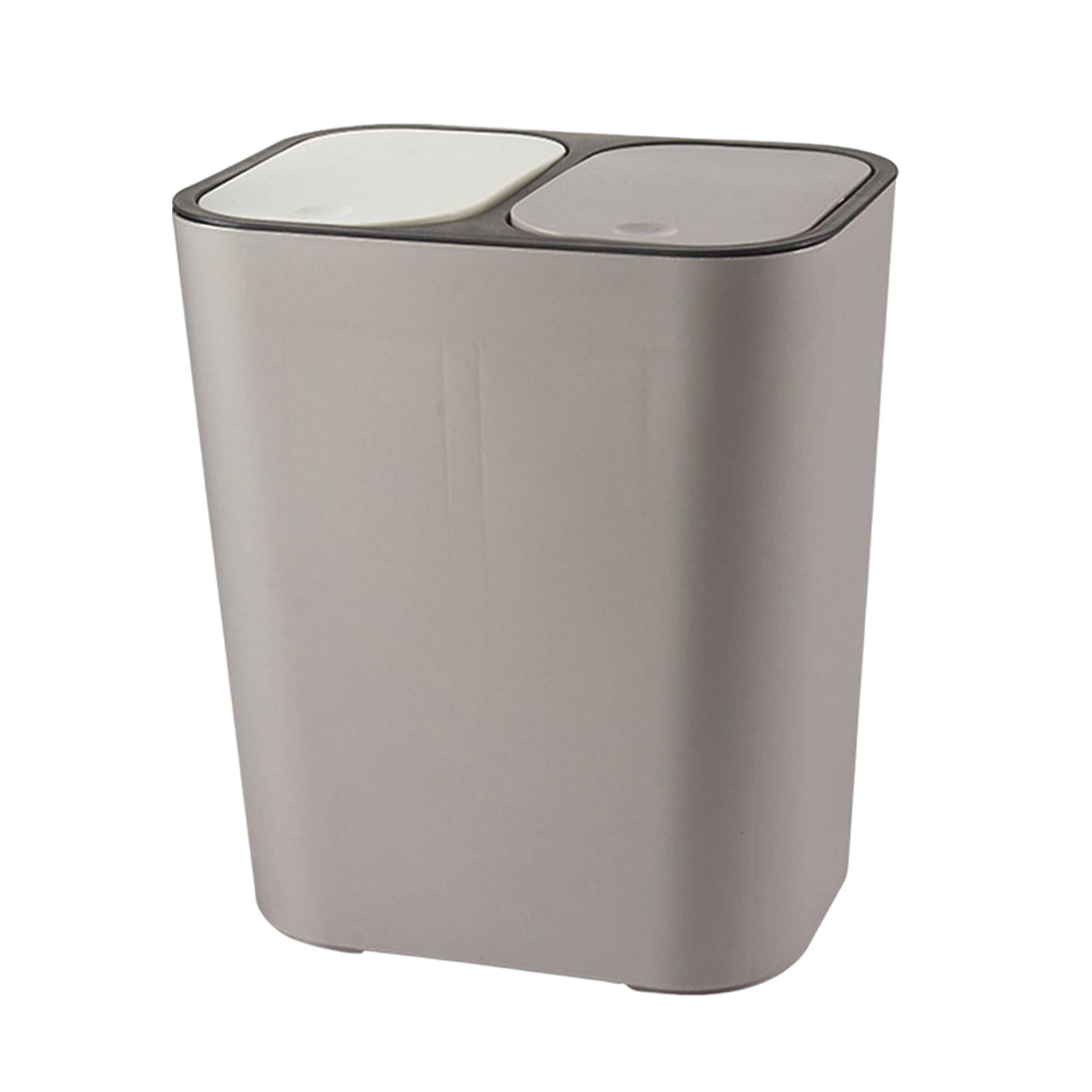 Magideal - Cubo De Basura Doble Húmedo Y Seco Contenedor De Reciclaje Contenedor De Doble Compartimento Cubo De Basura De 15 Litros Para Cocina, Vehículo, Dormit Gris