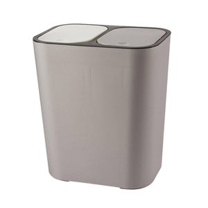 Magideal - Cubo De Basura Doble Húmedo Y Seco Contenedor De Reciclaje Contenedor De Doble Compartimento Cubo De Basura De 15 Litros Para Cocina, Vehículo, Dormit Gris