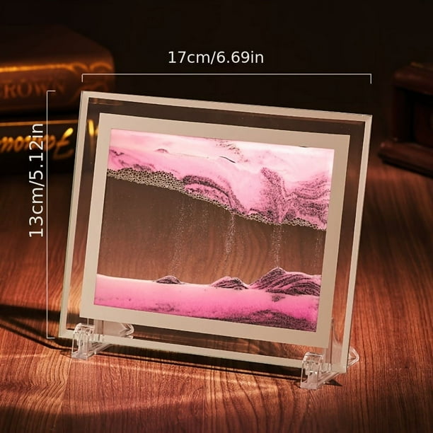 1pc Moving Sand Art Picture Round/Rectangular Glass 3D Deep Sea Sandscape In Motion Display Flowing Sand Frame Relaxing Desktop Home Office Work Decor
