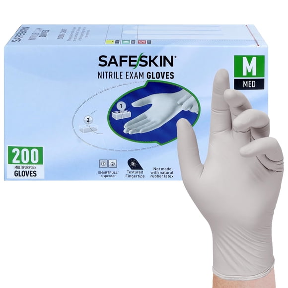 Guantes de Nitrilo SAFESKIN Talla Mediana 200 unidades Sin Polvo 3,5 mil