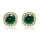 thumbnail image 1 of Aros Paris Jewelry 10k Yellow Gold 3Ct Round Created Emerald Halo Stud Plated, 1 of 3