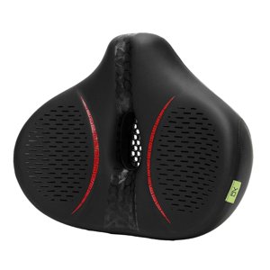 Magideal - Asiento De Bicicleta Sillín De Ciclismo Ancho Impermeable Punta Corta Ajuste Universal Pu Bicicleta Estática Asiento De Bicicleta Cómodo Cojín Sillín Negro Rojo