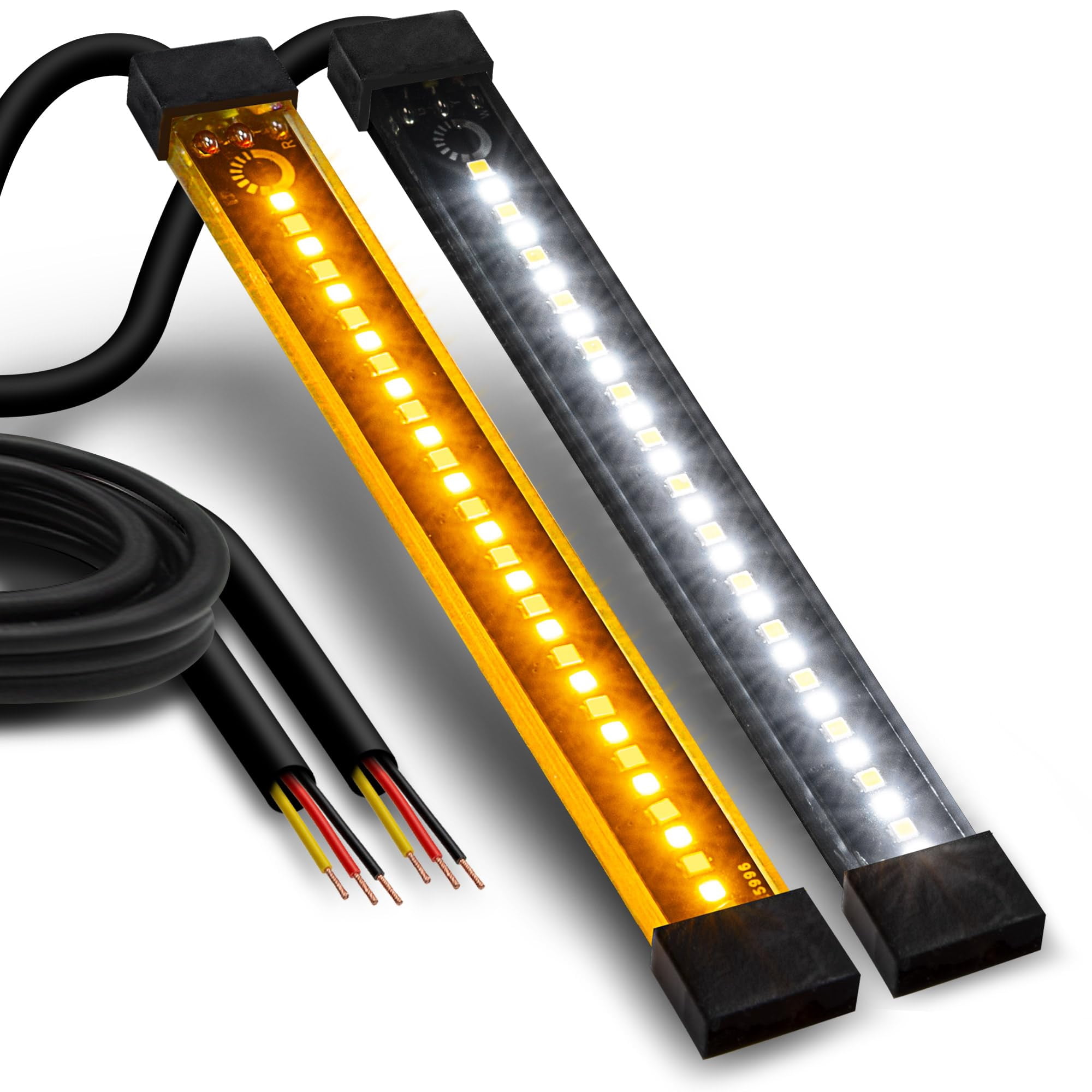 Kit De Tiras Led Para Motocicletas Online Led Store De 5 Pulgadas, Color Ámbar Blanco Frío