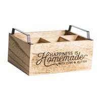Magideal - Utensilios Herramientas De Cocción De Los Utensilios Almacenamiento Rústico 4 Cuadrículas Vintage Caja Organizador De Almacenamiento De Madera Vintage