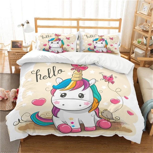 Unicorn Bedding Set Duvet Covers Pillowcases Comforter Luxury Bedclothes Girl Children Home Decor
