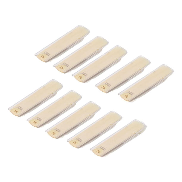10 Piezas de Cañas de Saxofón con Estuche Individual Portátil para Repuestos Soprano Accesorio de Cañas de Reparación para Estudiantes Principiantes , fuerza 1.5