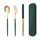 thumbnail image 1 of Juego de cubiertos portátiles de 3 piezas, palillos, tenedor y cuchara con estuche de viaje, 1 of 5