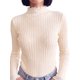 thumbnail image 5 of INSPIRE CHIC Suéter de Mujer con Empalme de Punto Cuello Simulado Falso de Dos Piezas Mangas Largas Otoño Invierno Ajuste Ceñido Volante Encaje Ribeteado Jersey Grande Albaricoque, 5 of 6