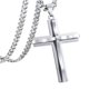 thumbnail image 3 of Simple Cruz Colgante Collar Acero Inoxidable Elegante Cumplea?os Hombres Plata, 3 of 5