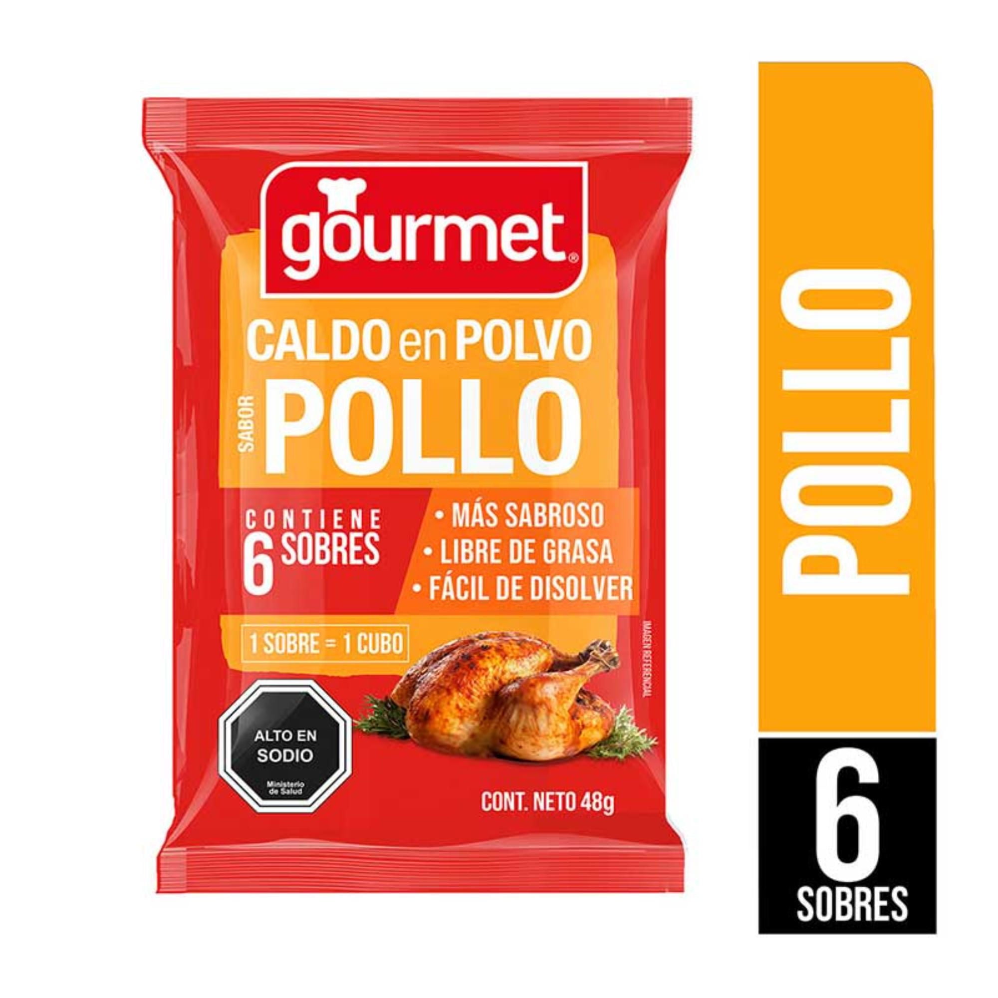 Caldo En Polvo Sabor Pollo (6 Sobres) Bolsa 48 g Gourmet