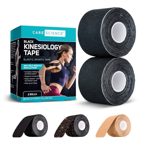 Cinta Kinesiology Care Science impermeable, 40 tiras, negra