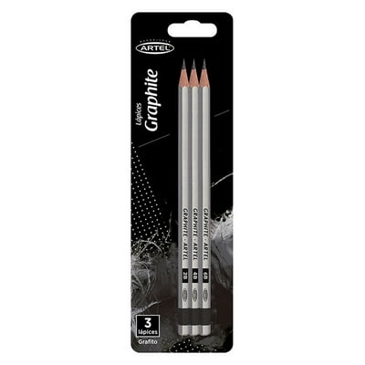 3 Lápices Grafito, 2B 4B 6B 1 Un Artel
