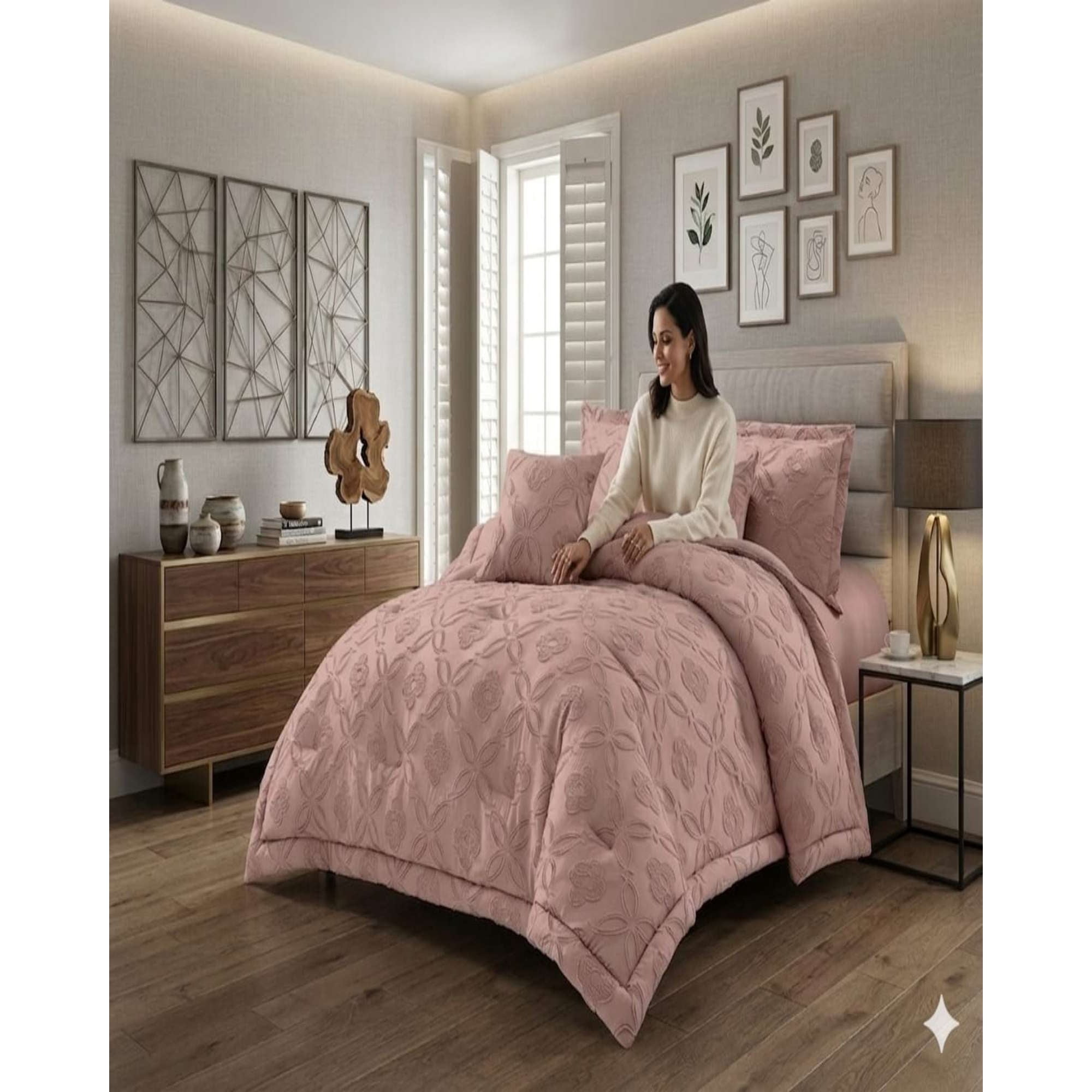 Todo Para El Hogra - Cubrecama Quilt Texturizado Incluye Fundas Diseño Flores Kinh