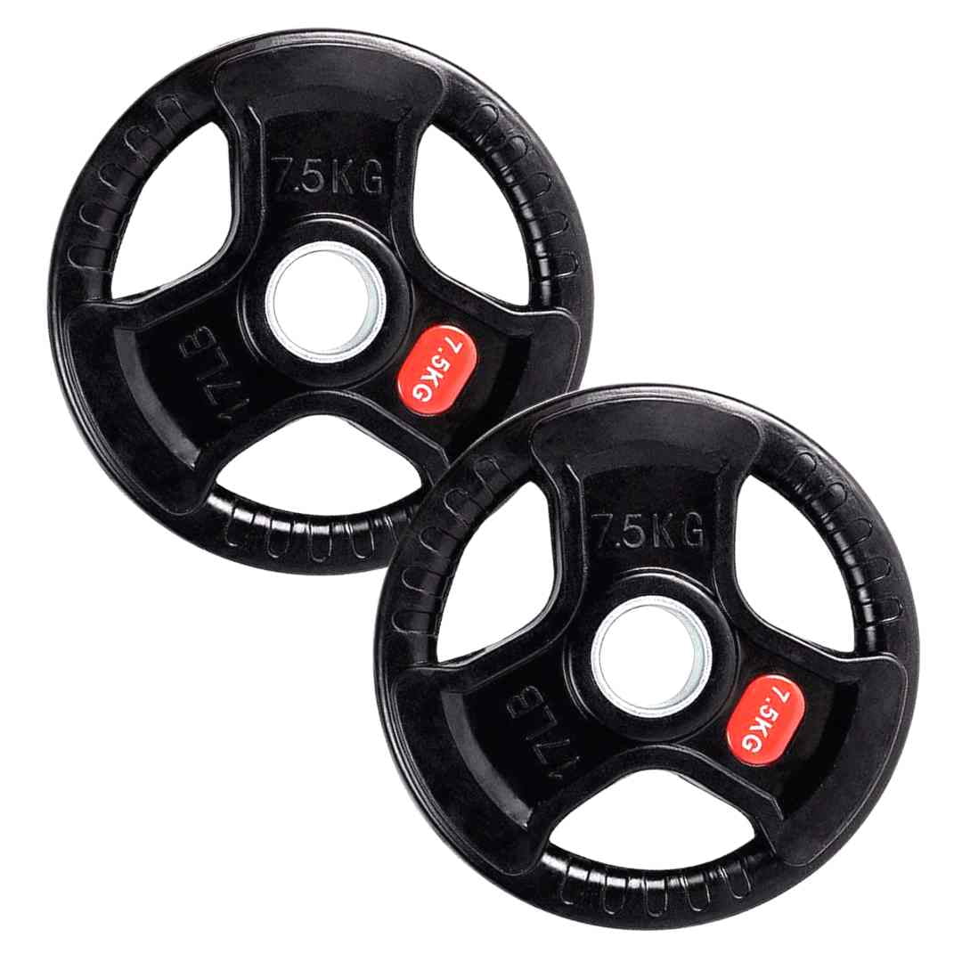 Linea Sport - Par De Discos Pre-olímpico De 7,5kg C/u Total 15kg Engomado Con Agarres