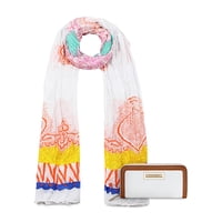 Kubayoff - Carven - Pack Bufanda Alcala Blanca + Billetera Greta Blanco-Brown