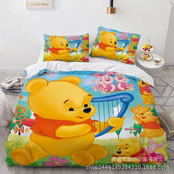 the Pooh Bear Bedding Sets Comforter Quilt Bed Cover Duvet Cover Pillow Case 2-3 Pieces Sets for Kids Adult Bedroom Decor