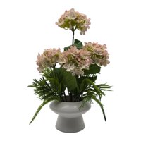 Fliperex - Planta Artificial Hortensia Decorativa Macetero De Ceramica