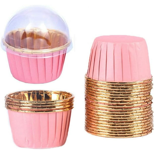 Moldes de aluminio para cupcakes, 50 cápsulas de aluminio para hornear, cápsulas desechables de aluminio para cupcakes, moldes para cupcakes, para muffins y cupcakes, moldes para repostería