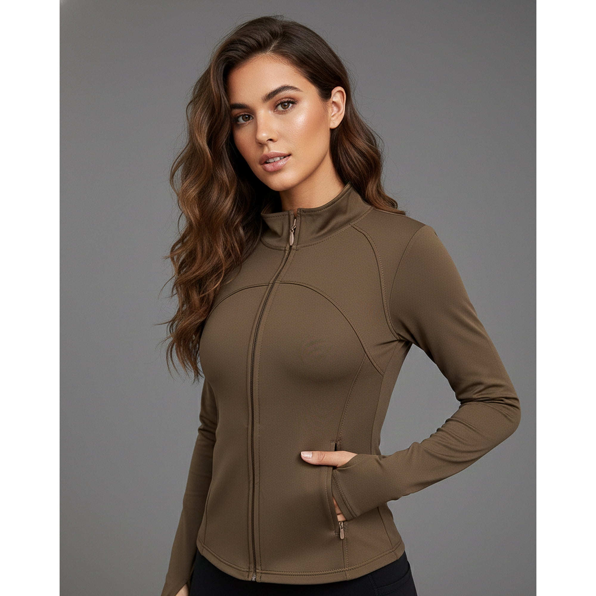 Flix Spa - Chaqueta Deportiva Mujer Ajustada Gym Fitness Entrenamiento Con Bolsillos
