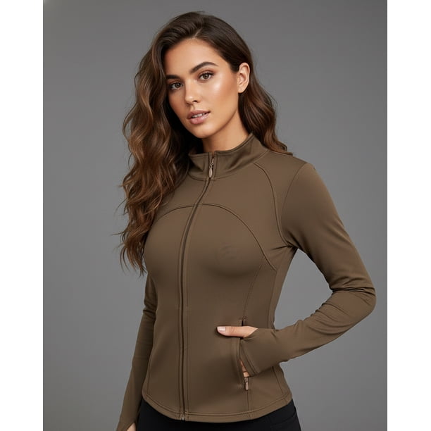 Chaqueta Deportiva Mujer Ajustada Gym Fitness Entrenamiento con Bolsillos