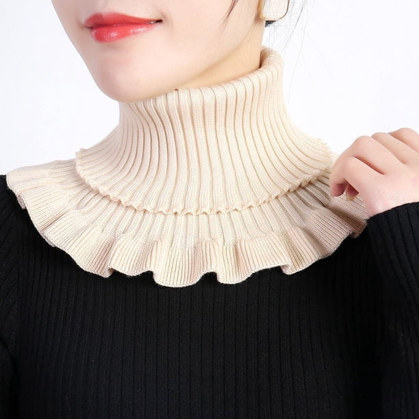 Stylish Hand-Knitted High Collar Detachable Dickey Collar for Women - Turtleneck Look!