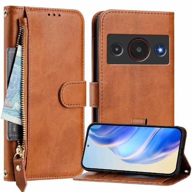 FOXDOCK Funda Tipo Cartera para Huawei Pura 70 Ultra Cuero PU con Cremallera y Correa de Muñeca, Ranuras para Tarjetas, Soporte Plegable, Cierre Magnético