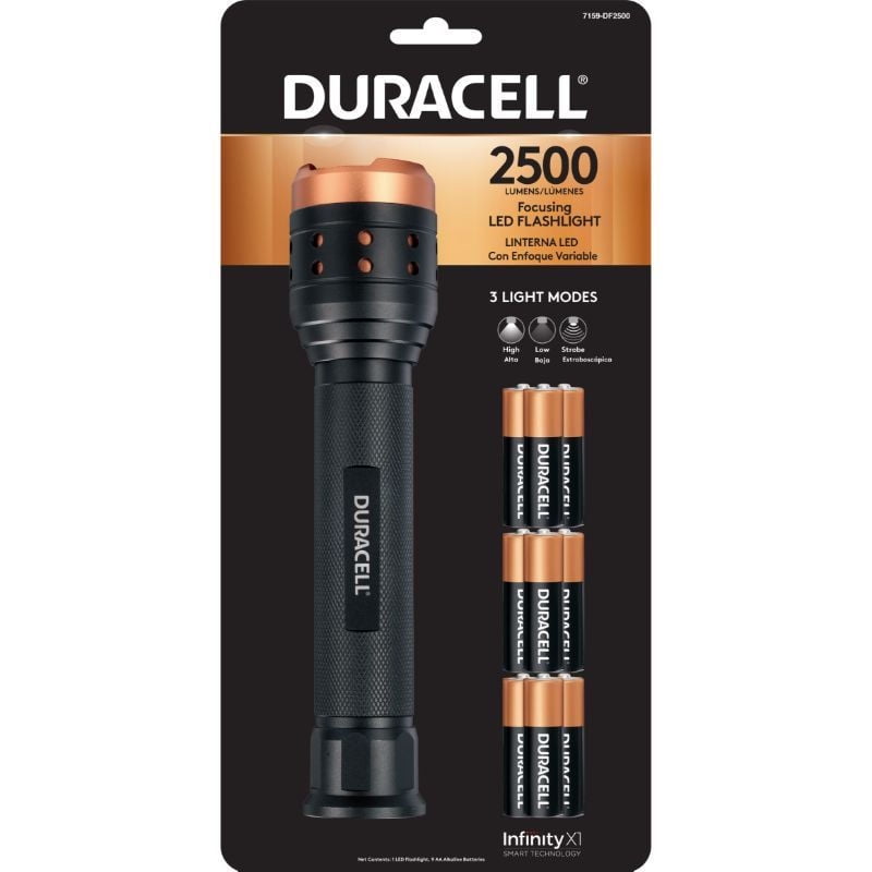 Duracell Linterna 2500 Foco Ajustable Con 9Pilas Aaa