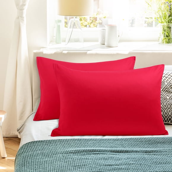 REGALWOVEN 2 Paquete de Fundas de Almohada de Algodón Egipcio con Cierre de Cremallera Reina Roja
