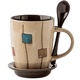thumbnail image 1 of Juego de tazas de café de 350 ml con platillos y cucharas en el asa, aptas para microondas y lavavajillas., 1 of 5