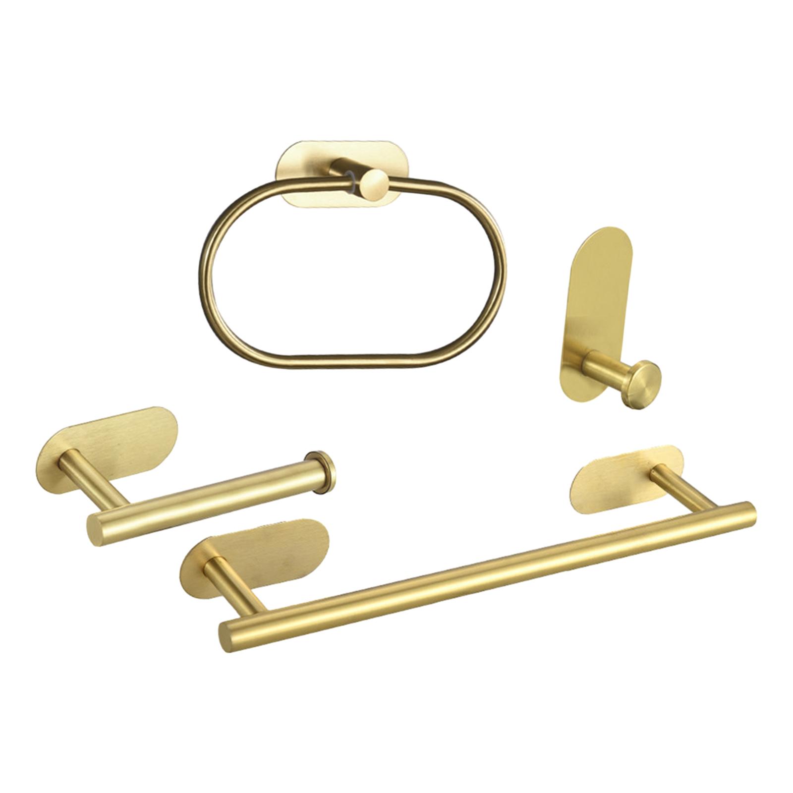 Magideal - Juego De Accesorios De Baño Set De Accesorios De Baño Gancho De Toalla Juego De Barra De Toalla De Baño De Acero Inoxidable Toallero De Mano Para Baño , Oro