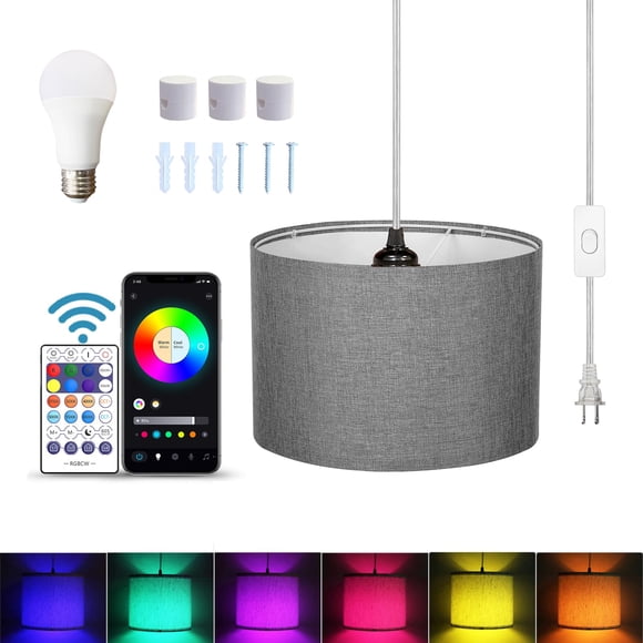 Lámpara colgante ZSLAIFU con cable de 4,5 m, control remoto, bombilla RGB incluida