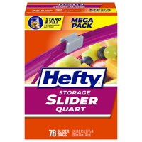 Bolsas De Almacenamiento Hefty Slider, Tamaño Cuarto De Galón, 78 Unidades