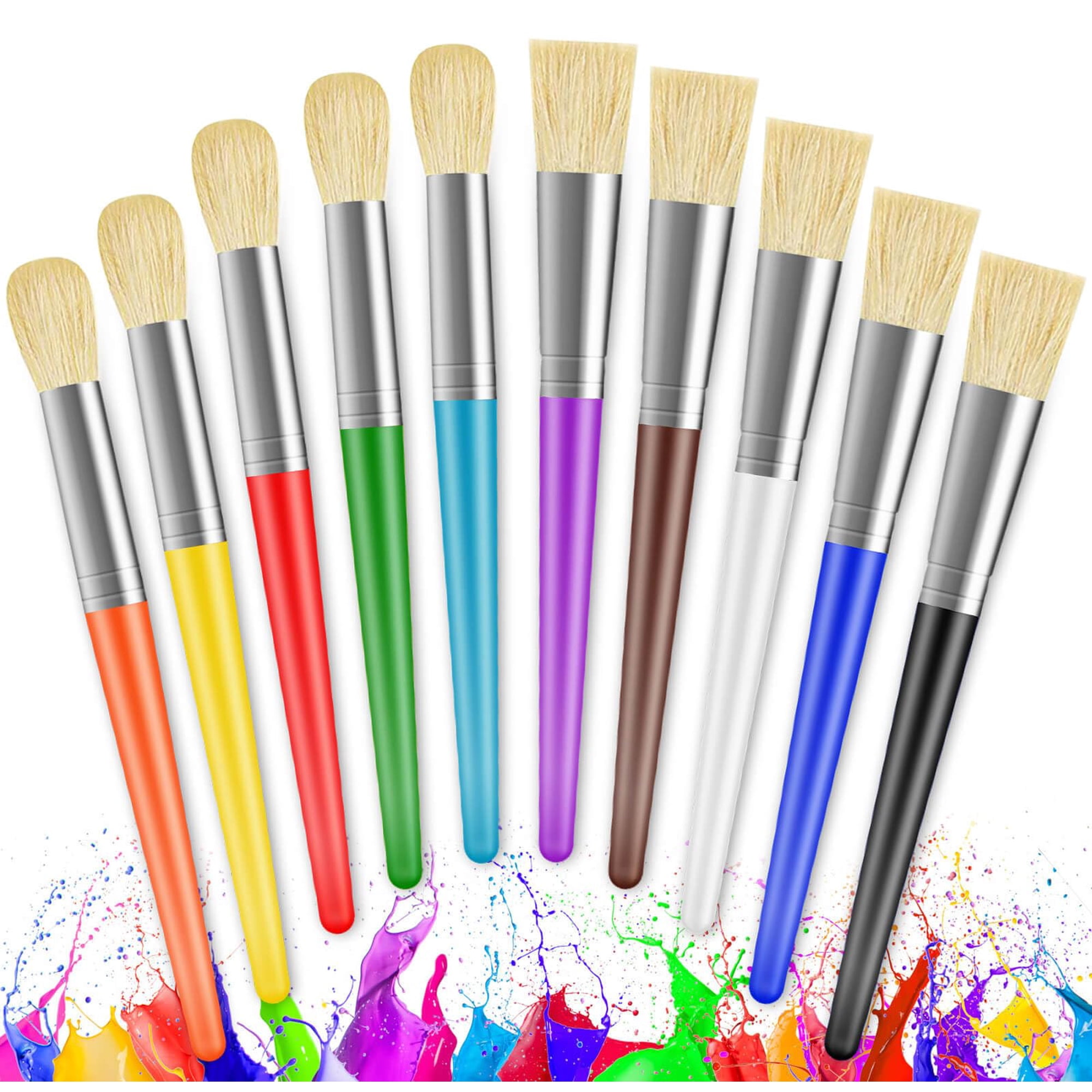 Pinceles De Pintura Ygaohf Para Niños, 10 Piezas, Lavables Y Gruesos