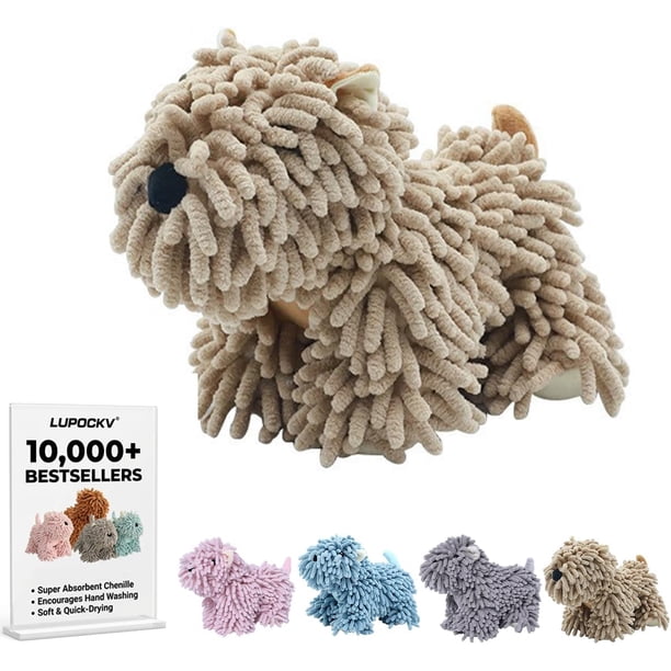 Toalla mano diseño perro felpa bola secado microfibra absorbente baño marrón