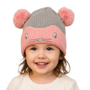Store Montt Spa - Gorro Invierno Infantil De Lana Diseño Raton Con Pompon