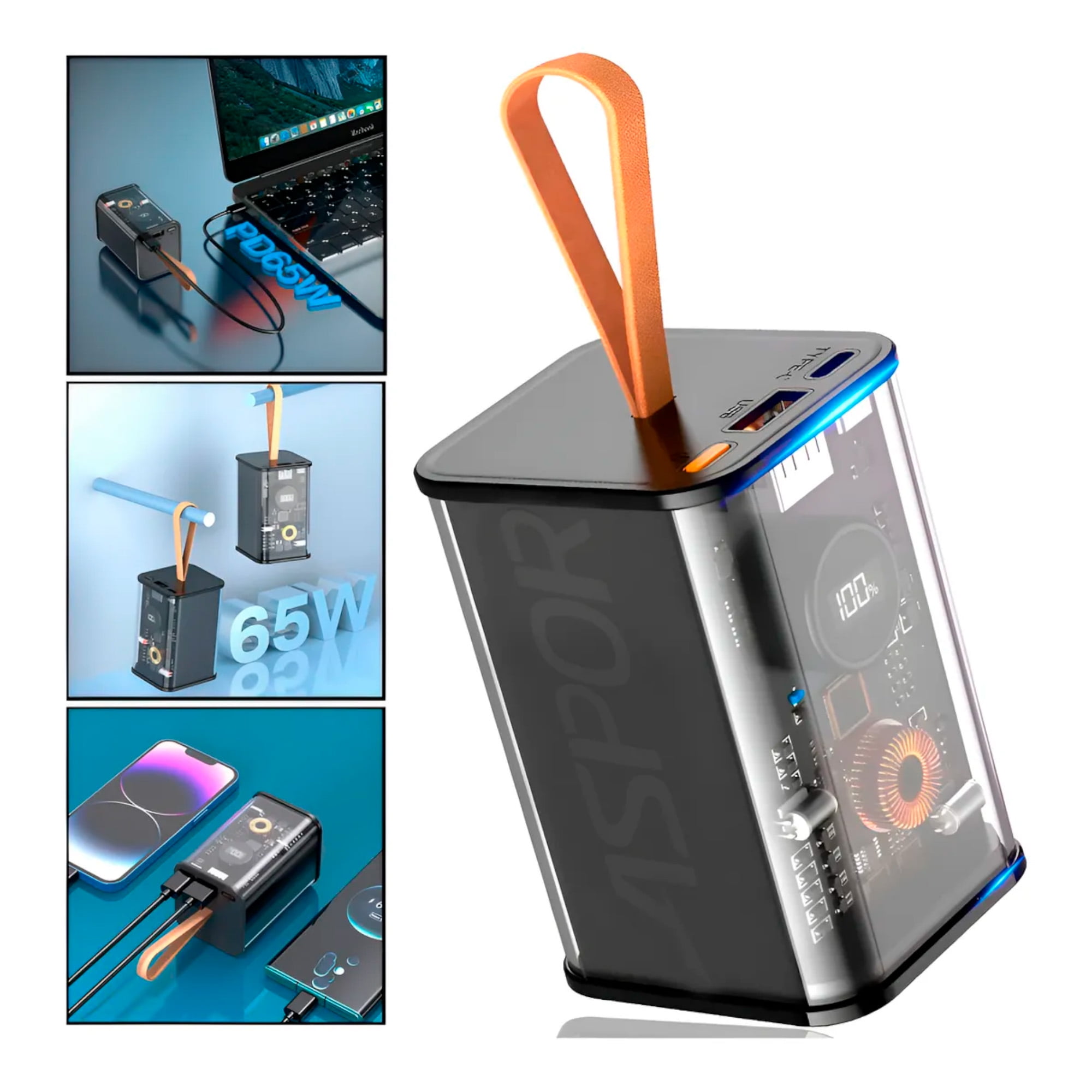 Aspor - Batería Portátil 65w Carga Rápida Laptop Móvil A365 20000mah