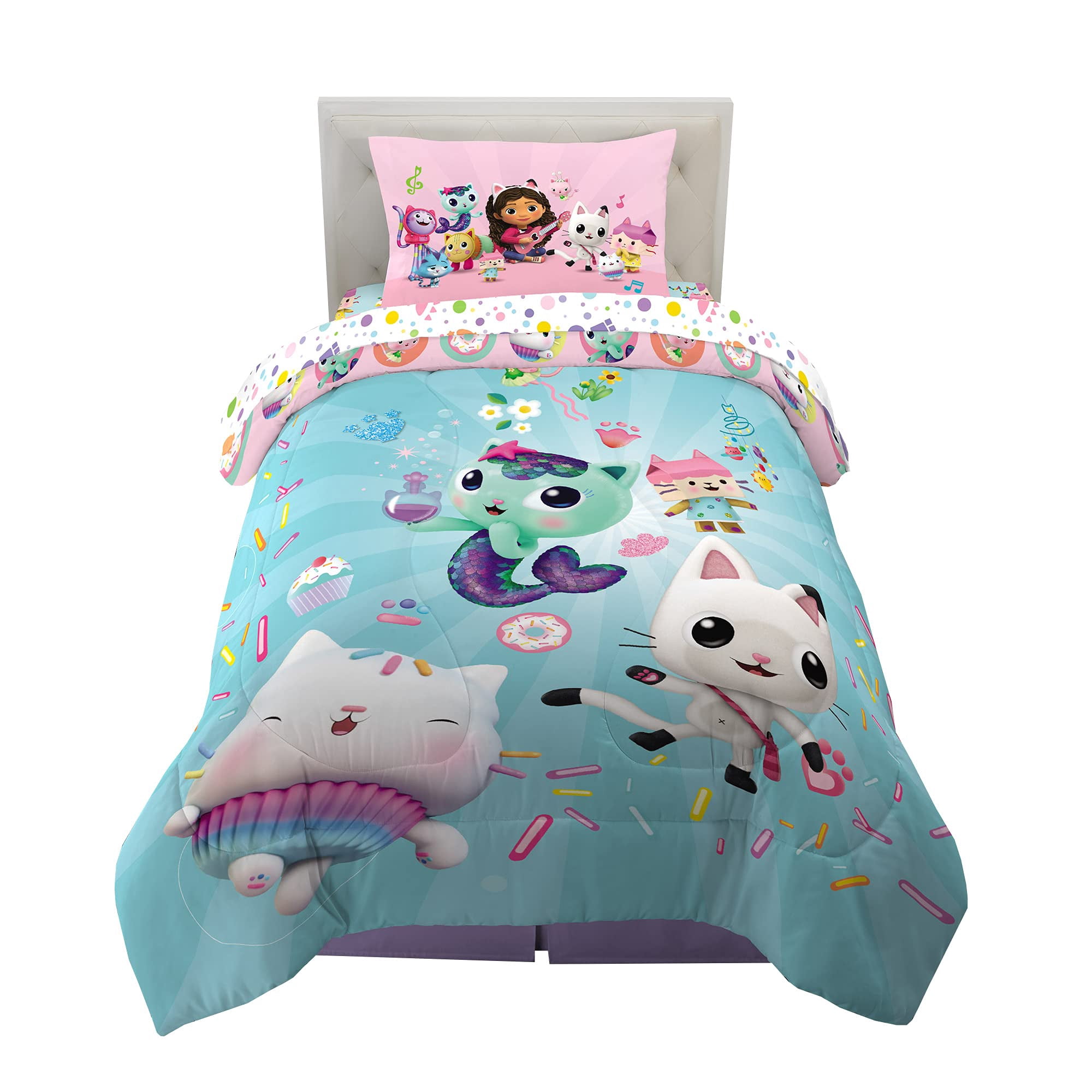 Franco - Juego De Ropa De Cama Dreamworks Gabby's Dollhouse Cakey, Mercat And Pandy