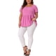 thumbnail image 2 of Agnes Orinda Blusas de Ropa de Bebé con Cuello Cuadrado, Tops Peplum Sólidos de Talla Grande para Mujeres, Camisas de Canalé para Escuela y Universidad 4X Rosa Oscuro, 2 of 6