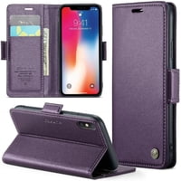Caseme Tipo Cartera Iphone X/Xs Con Cierre Magnético, Rfid, Tarjetero, Soporte, Carga Inalámbrica