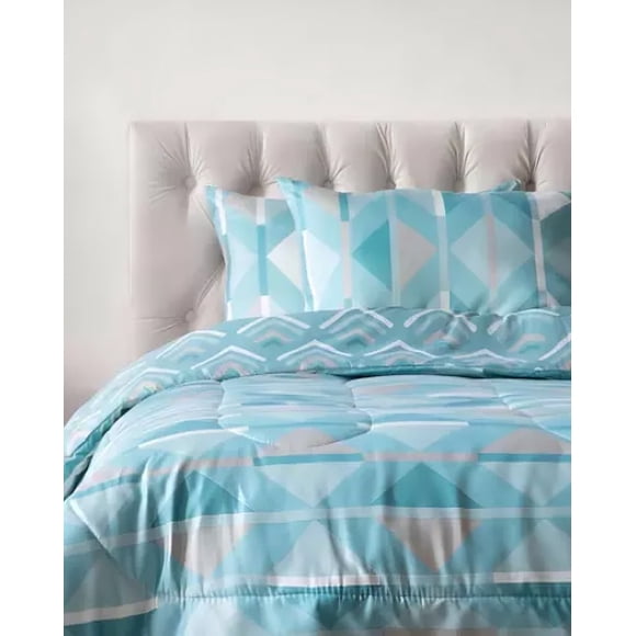 Plumón Estampado 2 plazas / Geométrico Aqua – Key Home