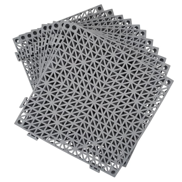 Alfombrillas de Piso JADERLU 29 cm x 29 cm Pack de 12 Gris (Goma)