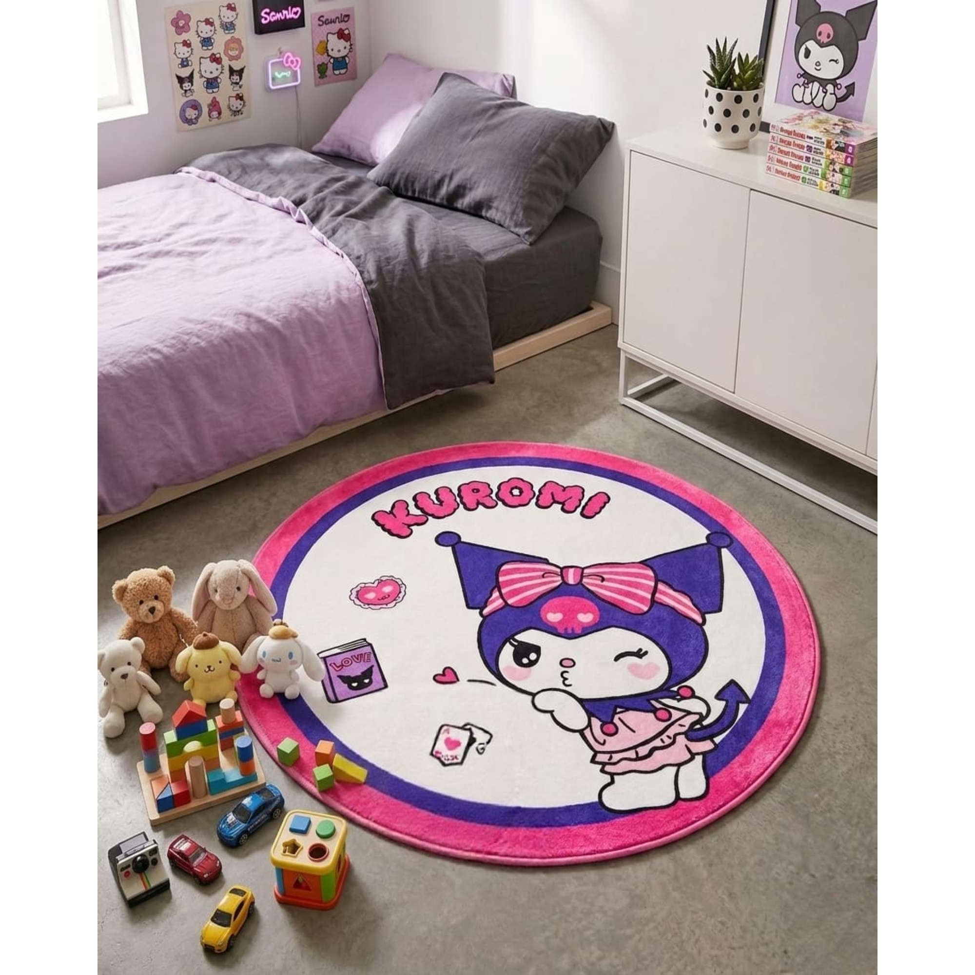 Mylhogar - Alfombra Circular Acolchada Infantil De 80cm De Kurumi
