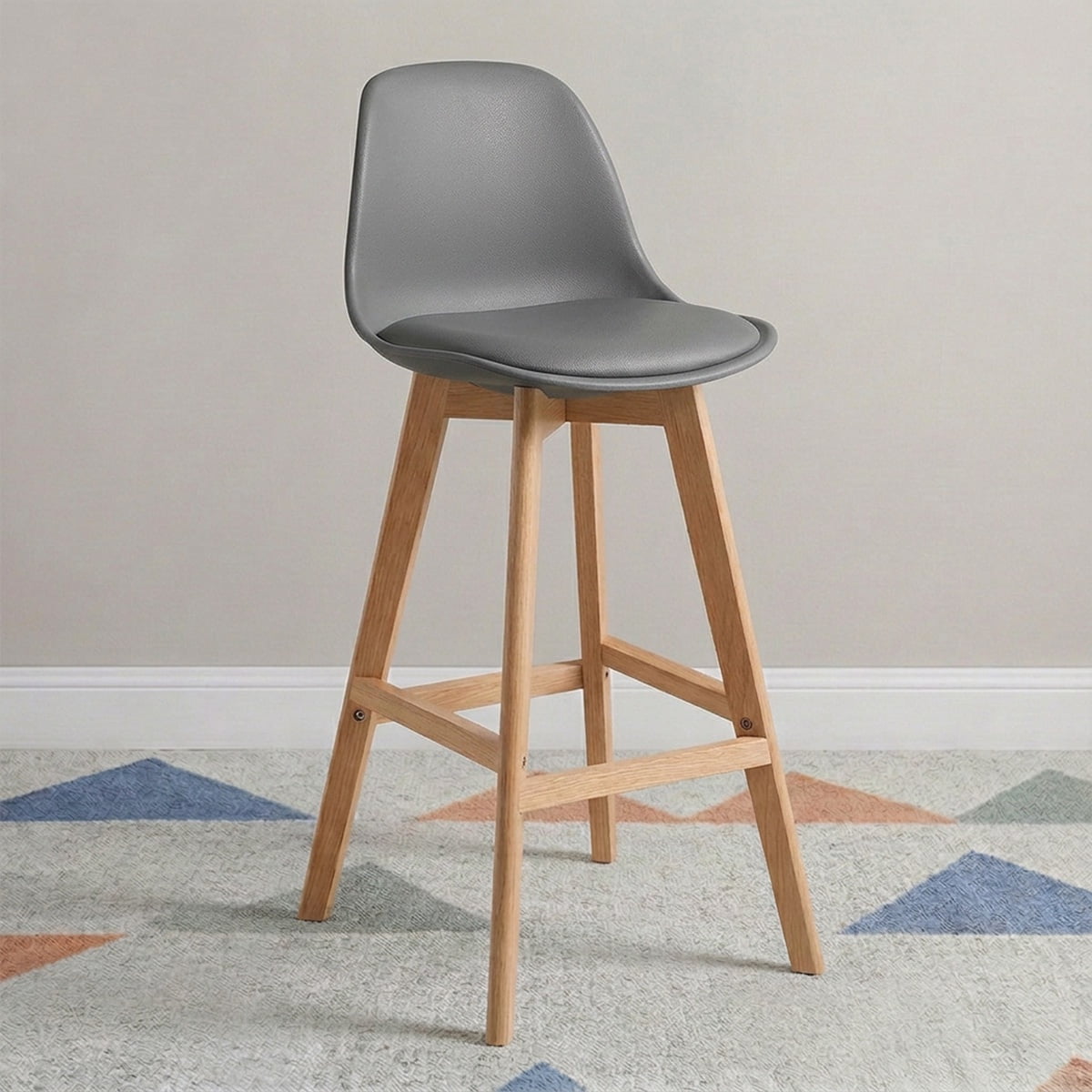 Venhoouse - Taburete Piso Bar Acolchado Altura 65cm Eames Tulip Gris
