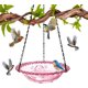 thumbnail image 1 of Baño pájaros solar colgante cuenco vidrio exterior fuente agua aves silvestres, 1 of 8