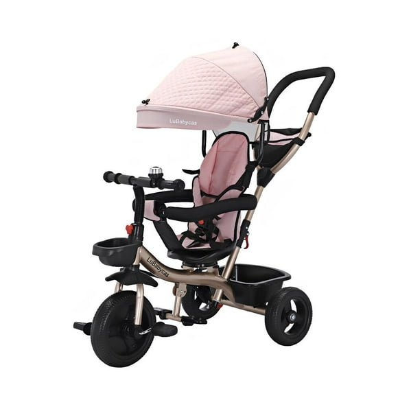 Triciclo 3 En 1 Con Apoya Pies y Canastos 360°LuBabycas Rosado