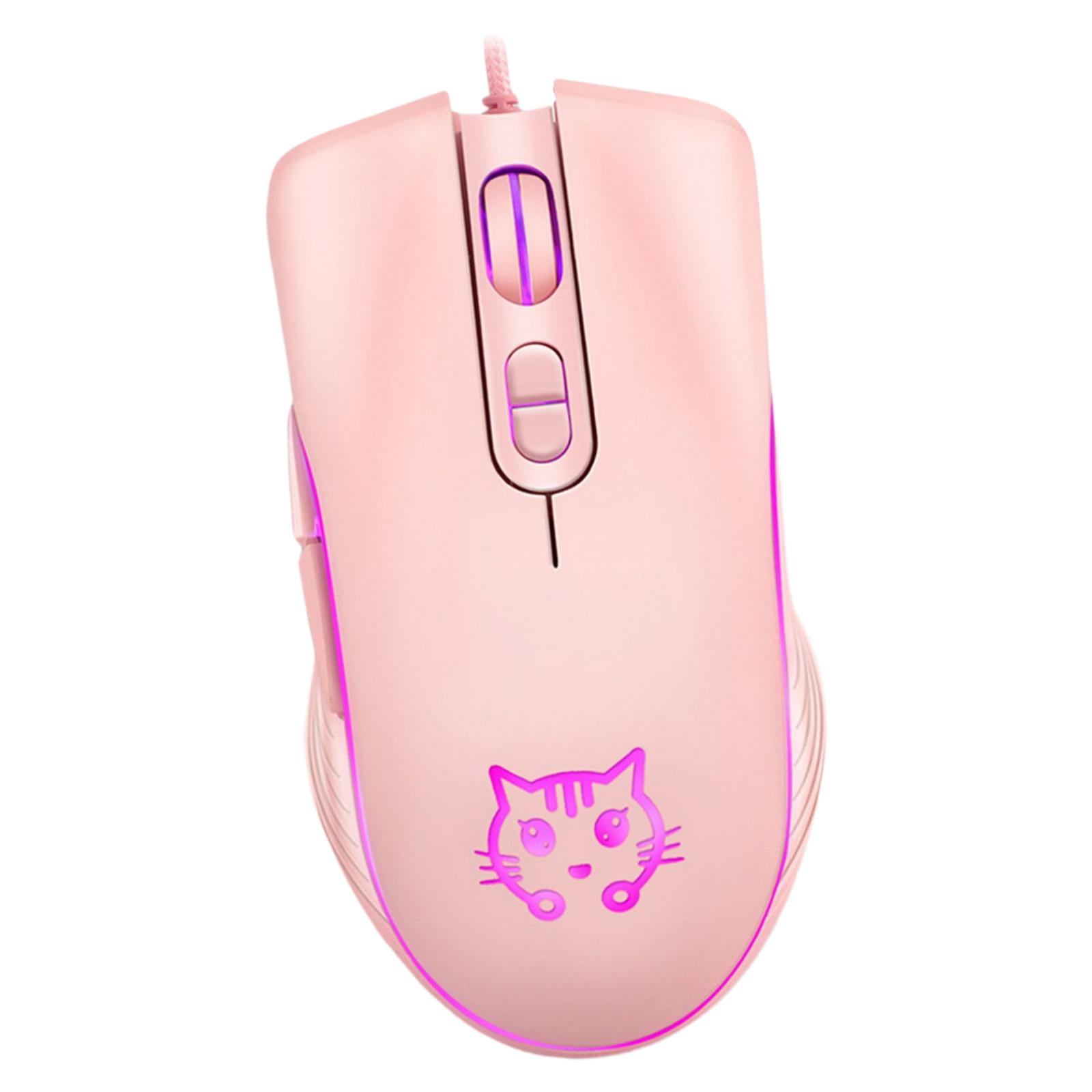 Magideal - Ratón Ergonómico Para Juegos, Luces Coloridas Silenciosas De 6 Botones, Ratones De Ordenador Rgb Antideslizantes, Para Jugadores De Escritorio 2400 Dp Rosa