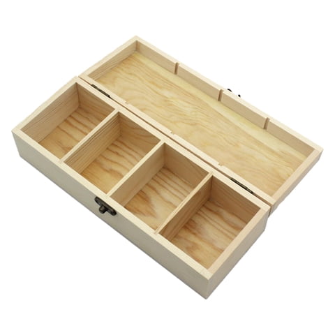 Magideal - Organizador De Bolsitas De Té, Soporte Para Bolsitas De Té, Recipiente De Madera Para Té, Caja De Joyería Con Cierre De Metal, 4 Compartimentos Para A