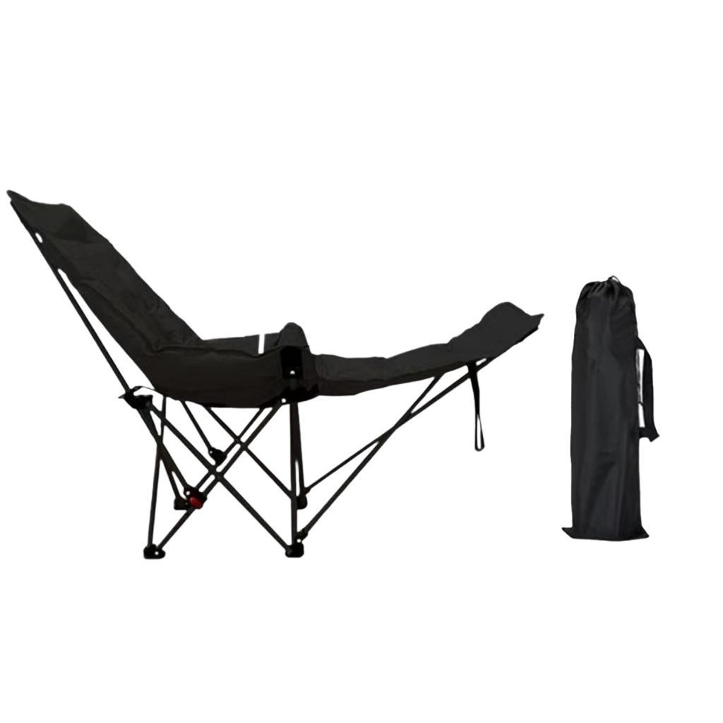 Magideal - Silla De Campamento Reclinable Respaldo Ajustable Portátil Con Sillón De Bolsas De Transporte Plegable Para El Jardín De Conciertos, Césped, Tomando E Negro
