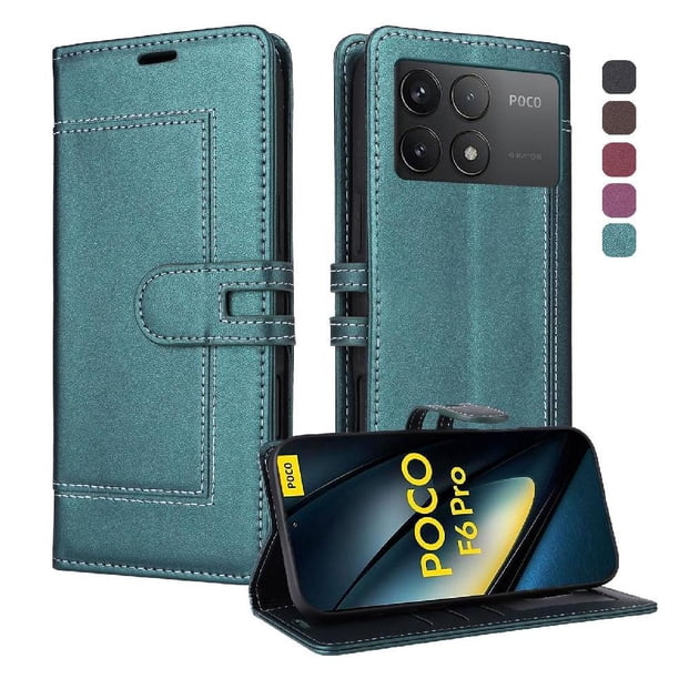 Premium Wallet Case for Xiaomi Poco F6 Pro 5G with Card Slots & Kickstand, Flip Cover Green
